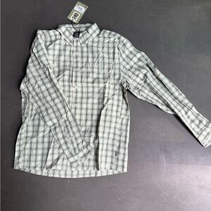 REI Men's Light Green Checkered Button Down Shirt
